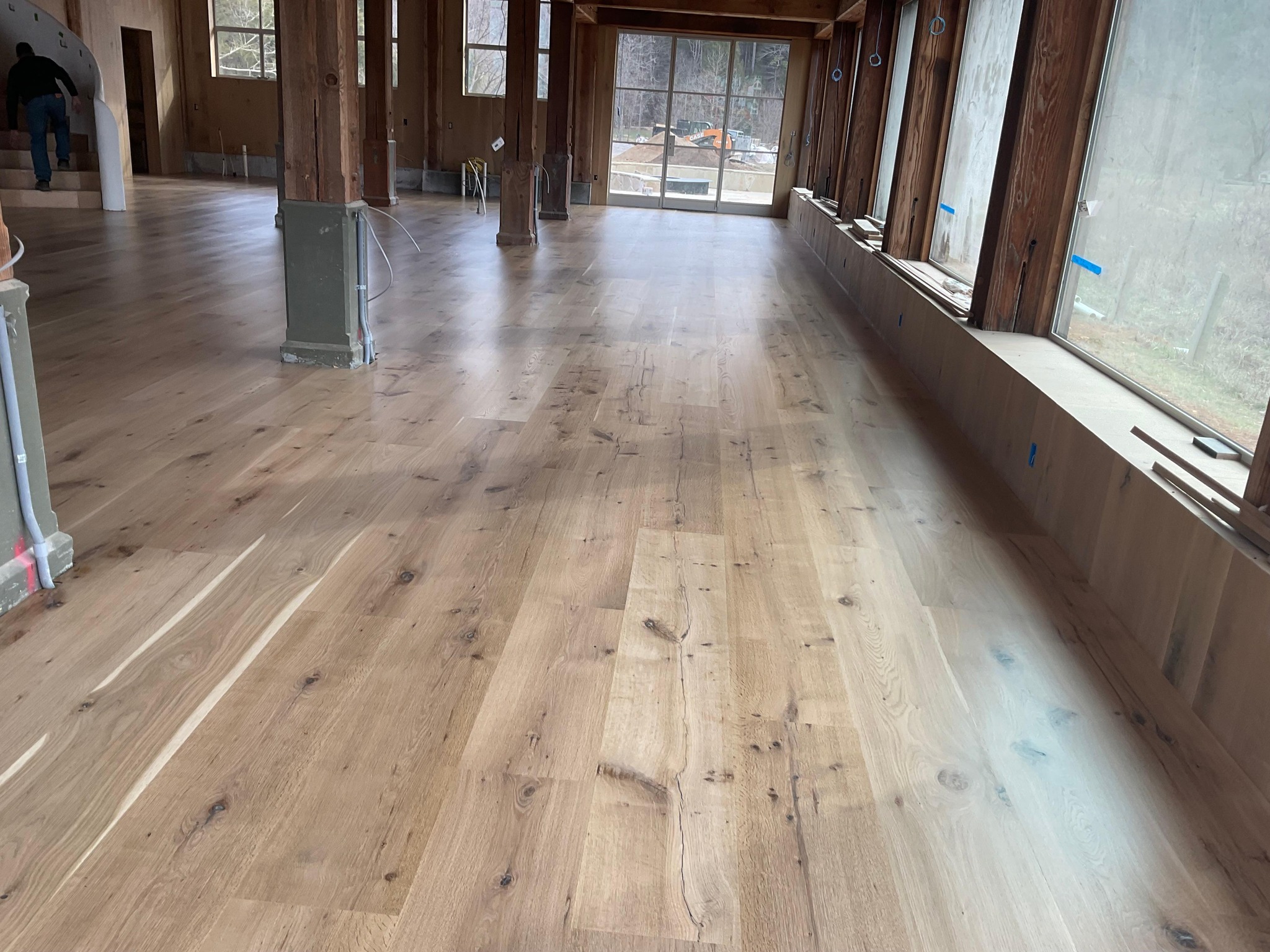 Wide plank hardwood floor installation in Knoxville home
