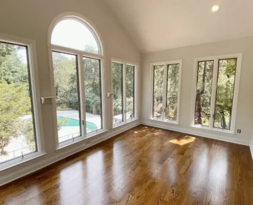 Elegant living room with refinished hardwood floors